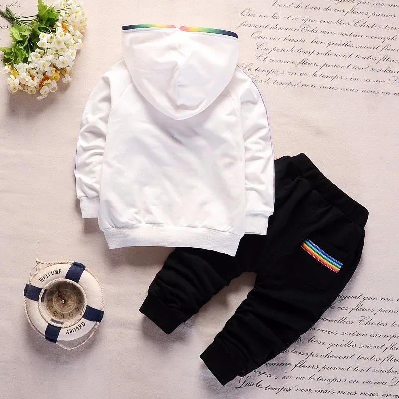 2019 New Spring Baby Casual Boys Girls Cotton Hooded Jacket Pants 2Pcs/Set Kids Fashion Suit Infant Clothing Toddler Tracksuits