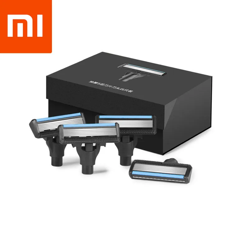 

4pcs Cutter Heads Sharp Shavor Dry Wet Shaving Washable Blade Manual Beard Shaving Magnetic Replaceable Shaver Blade Clip