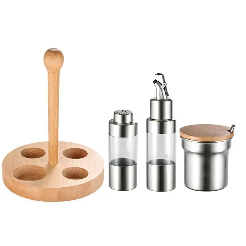  1 Set Plastic Salt Pepper Vinegar Oil Cruet Shaker Jar Clear Bottle Pot Cooking Seasoning Bottle Ki - 32988300218