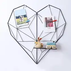 Ins стиль металлическая сетка настенные фотографии в форме сердца сетки открытки решётка радиатора с сеткой Главная Спальня DIY украшения