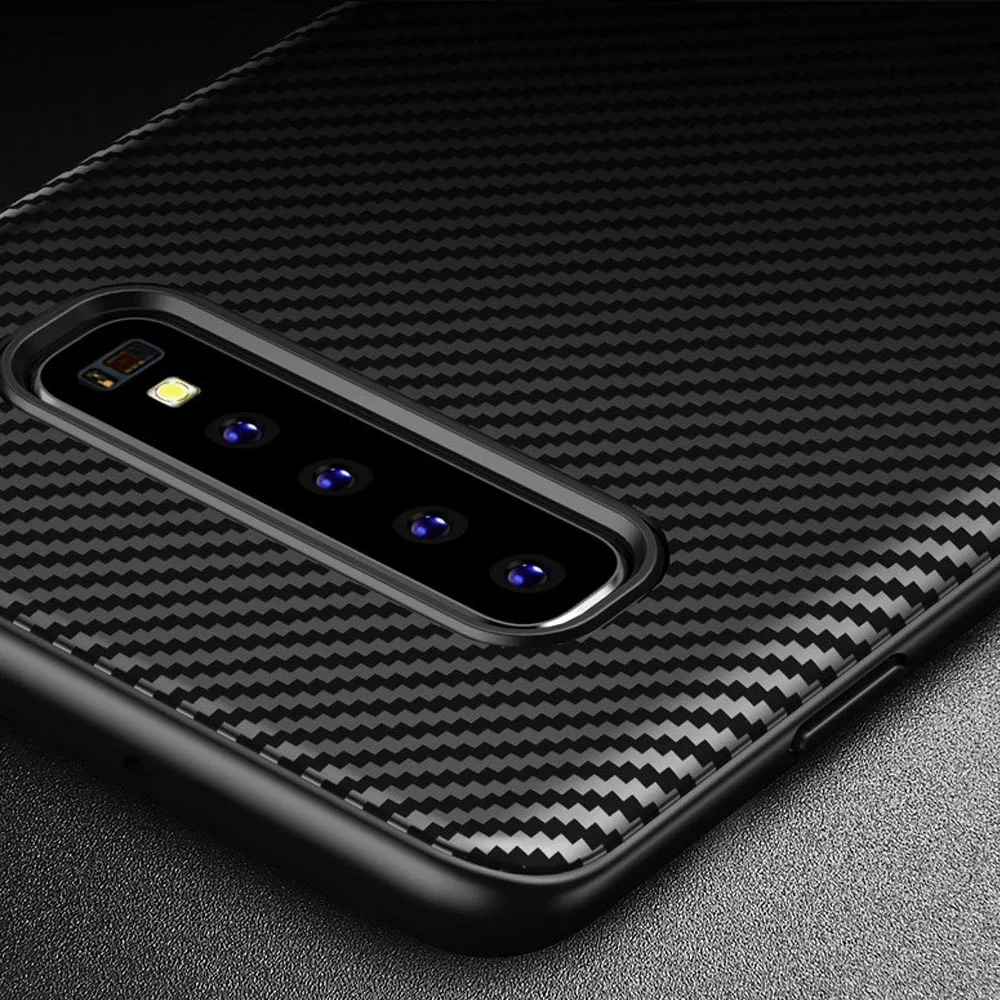 Чехол из углеродного волокна Hunreone чехол бампер ТПУ для Samsung Galaxy S10 Plus Lite S8 S9 Note 8