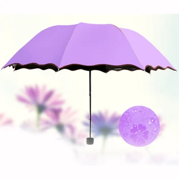 

Simple Fashion Women Umbrella Windproof Sunscreen Magic Flower Dome Ultraviolet-proof Sun Rain Folding Umbrellas