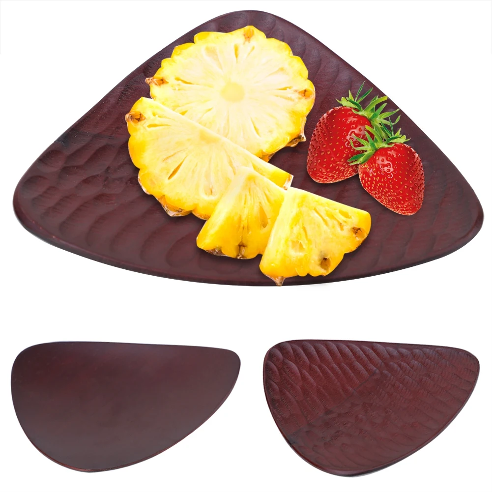 

Hot Sale Dark rubber triangular bowl Thickened salad bowl Wood Dinner Plate Fruit Snacks Tray Tea Tray Restaurant Storage Bowl