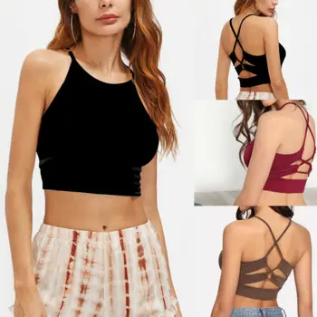 

2019 Women Sexy Casual Slim Sleeveless Tank Tops Vest Solid Color Crop Top For Ladies Fitness Women Clothing Tops Three Colors