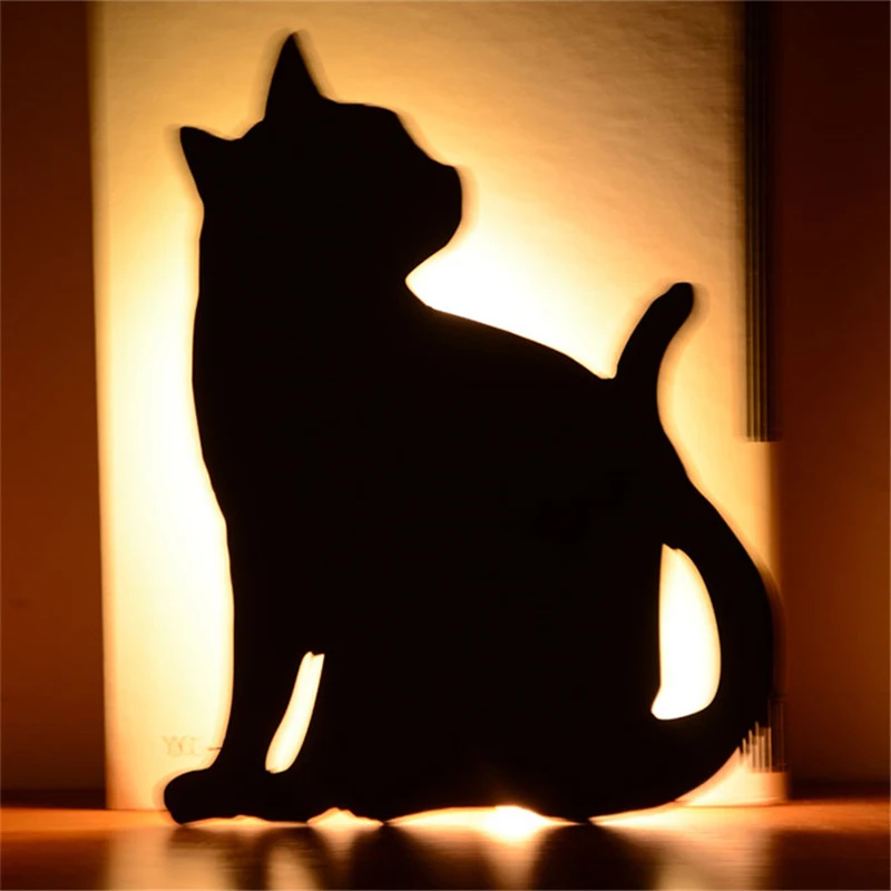 

Creative Cat LED Night Light Lamp Voice Sensor Lighting bedroom lamp with Battery Operated Safety For Kids Indoor House Decor