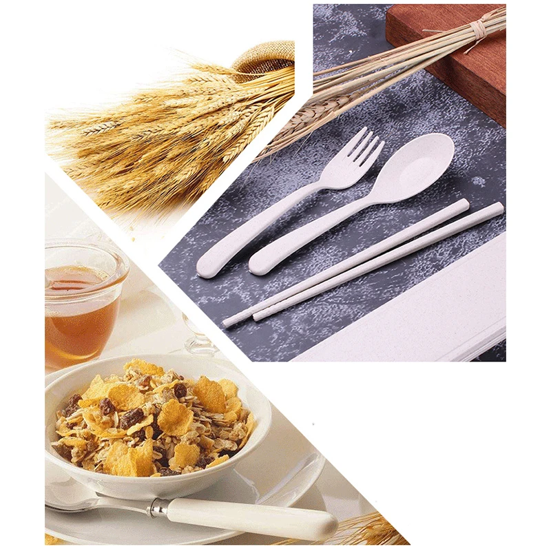 3-комплект посуды ложка Вилка палочки для еды с упаковка ткани столовые приборы для путешествий Открытый офис Пикник барбекю с коробкой