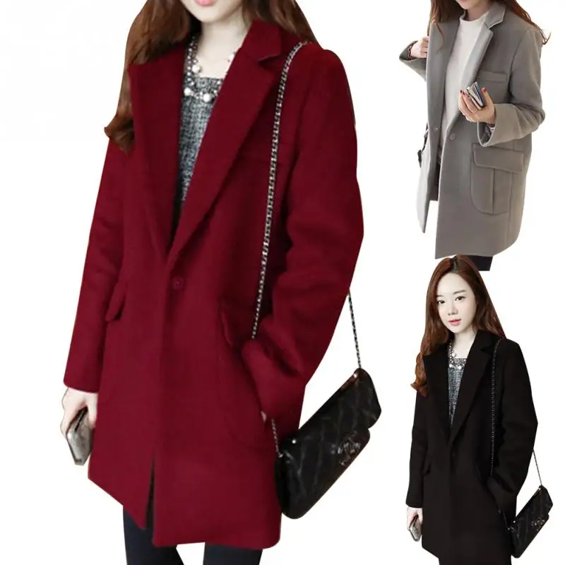 Woman Fashionable Cotton Coat Solid Color Ladies Winter