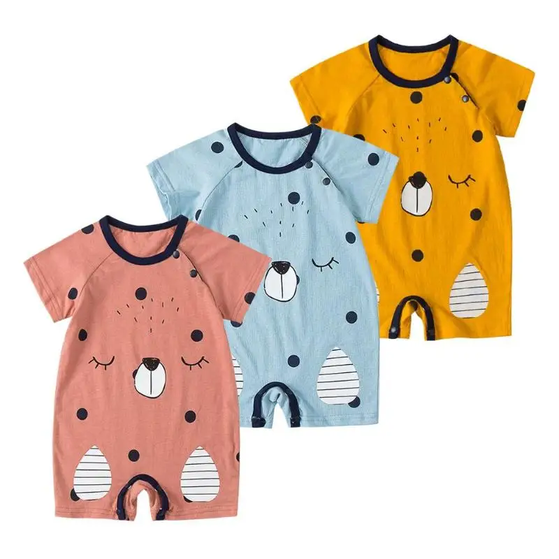 الوليد الطفل السروال القصير قصيرة الأكمام الكرتون الدب منقطة طفل بذلة الصيف الربيع لينة الرضع الملابس طفل