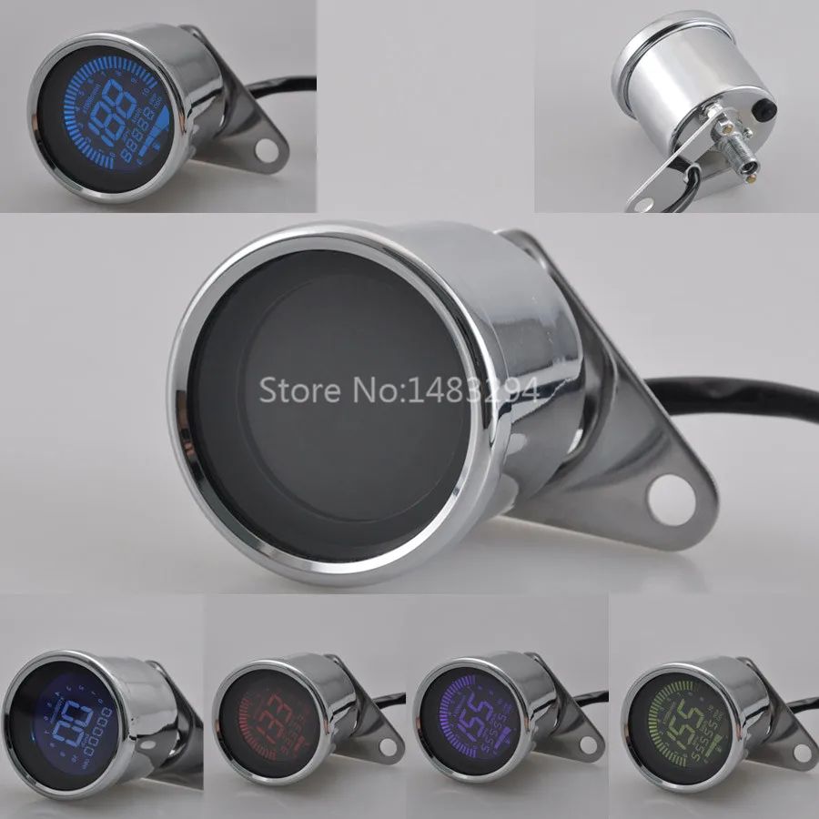 

Universal Motocycle Retro LED LCD Digital Tachometer Speedometer Fuel Gauge Assembly Cafe Racer New