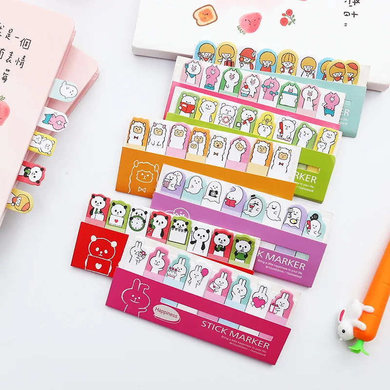 SIXONE Kawaii милые панды кролик призрак наклейки маркер Закладка блокнот для записей