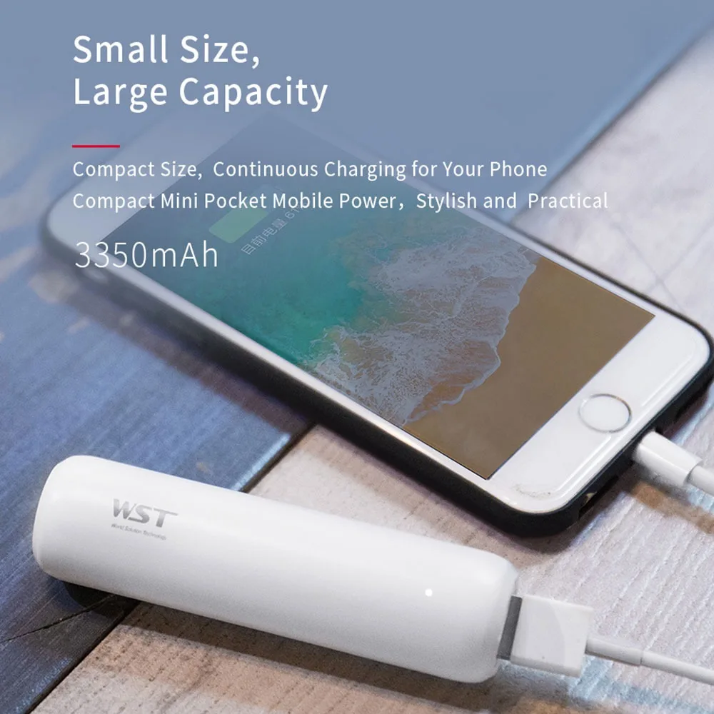 Внешний мини аккумулятор CASEIER 3350 мАч для Xiaomi USB портативное зарядное устройство