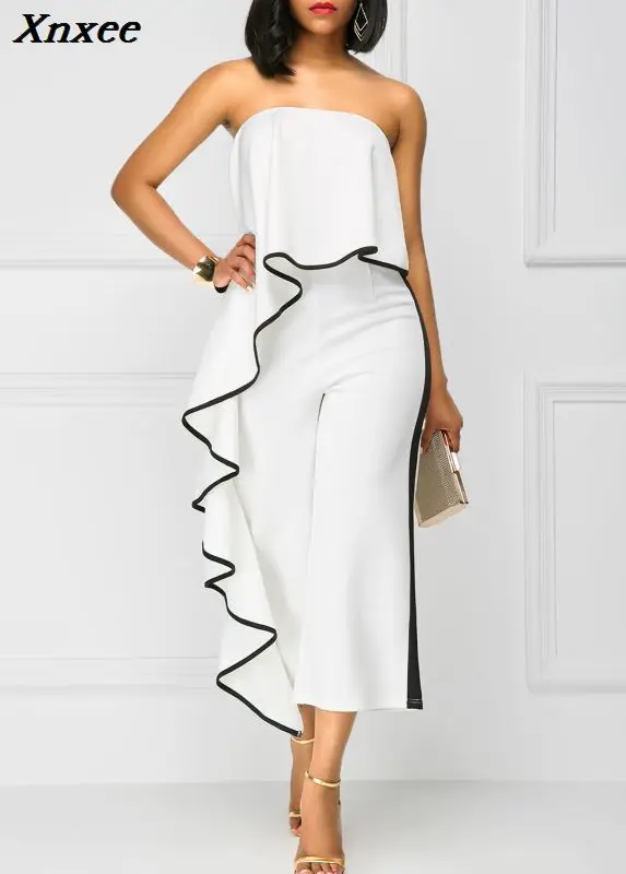ruffle white jumpsuit