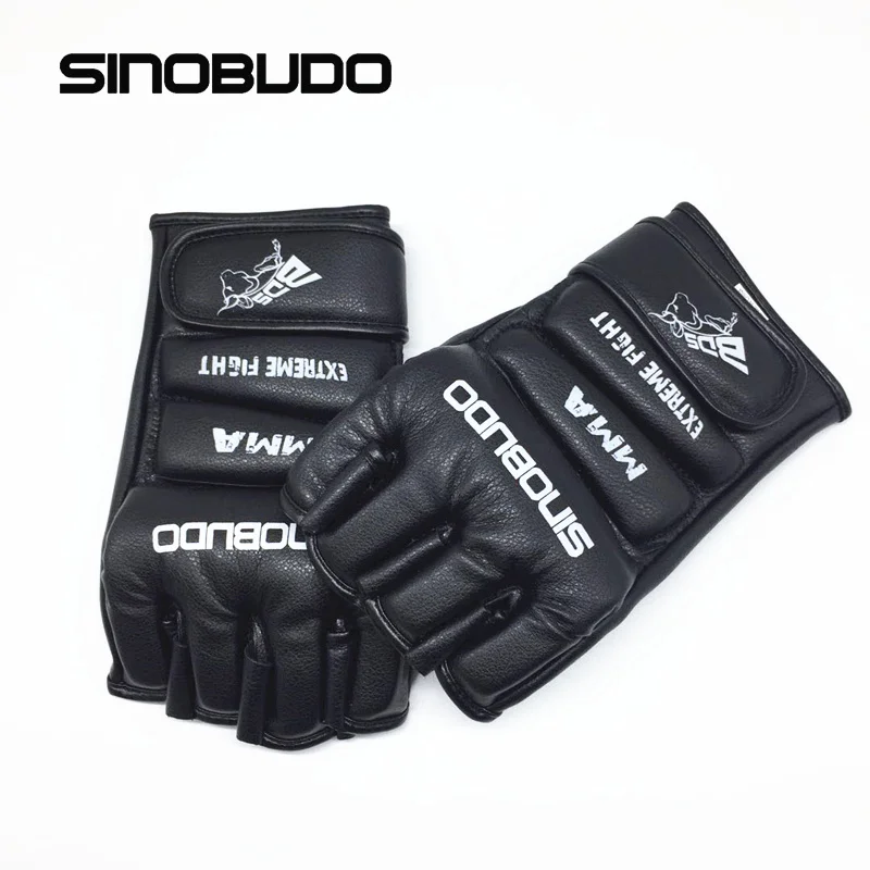 SINOBUDO MMA Boxing Sports PU Leather Gloves Kick Boxing Protector
