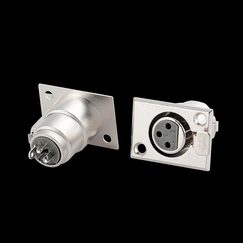 

LEORY 1Pcs Metal 3 Pin XLR Female Jack Socket Panel Mount Connector XLR Converter Adapter Jack Socket Push-type