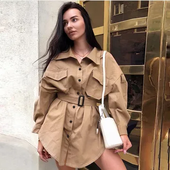 

England Style Women Trench Coat Fashion Streetwear Sashes Trench Korean Cotton Long Sleeve Long Coat