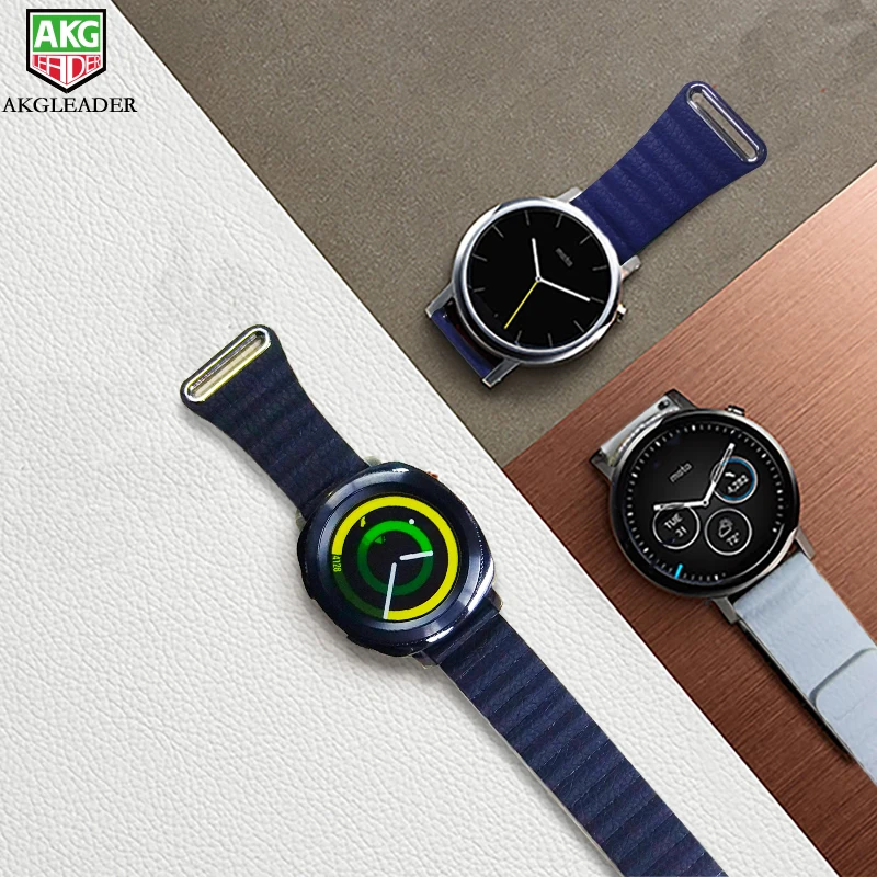 Leather Loop Magnetic 20 or 22mm Watch Band Straps For Huawei Watch 2 Sport Samsung Gear S3 Gear Spor S2 Classic Watchbands Leather Loop Magnetic 20 or 22mm Watch Band Straps For Huawei Watch 2 Sport Samsung Gear S3 Gear Spor S2 Classic Watchbands