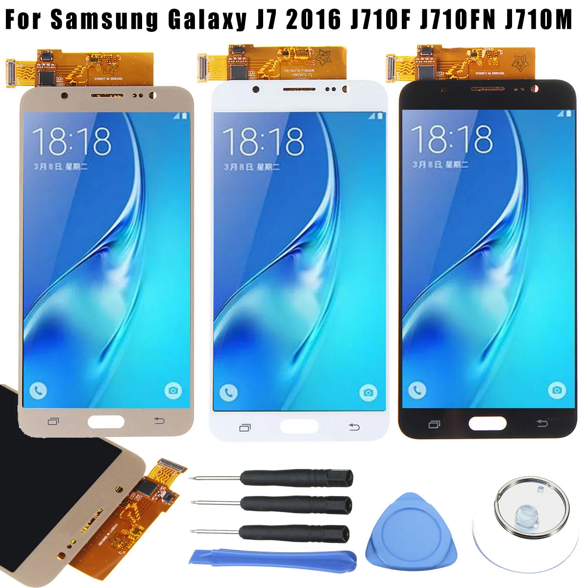 

Full Assembly LCD Display+Touch Screen Digitizer Replacement With Repair Tools For Samsung for Galaxy J7 2016 J710F J710FN J710M