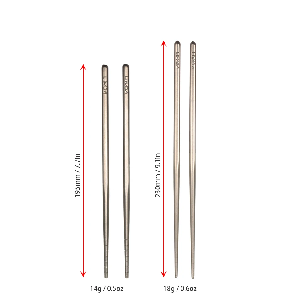 Lixada 1 пара титан 195 мм/230 мм легкий ультра-сильный квадратные палочки для еды с сумкой для переноски утварь для походов открытый