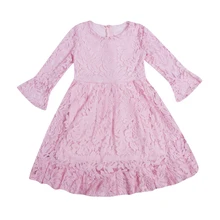 Для девочек в цветочек на свадьбу и день рождения кружевное платье с длинными рукавами детские нарядные торжественные платья для детей ясельного возраста Размеры От 5 до 9 лет