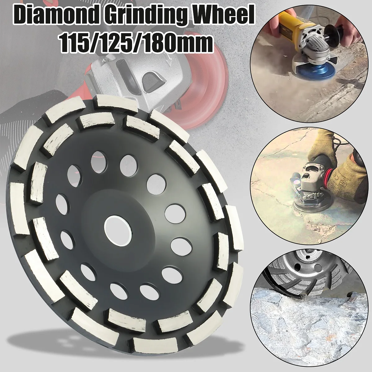 

115mm/125 mm/180 mm Diamond Segment Grinding Cup Wheel Disc Double Row Millstone Brick Cut For Angle Grinder