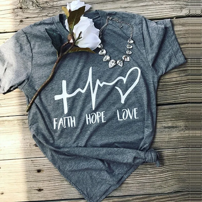 

2019 Faith Hope Love T-Shirt 90s Women Summer Short Sleeve T Shirt O-Neck Casual Tee Valentine Tops Grunge Aesthetic Tee-J046