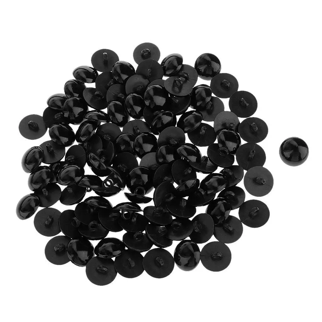 

100 x Buttons Mushroom Bomb Pet Doll Eyes Stitching Clothing DIY Black