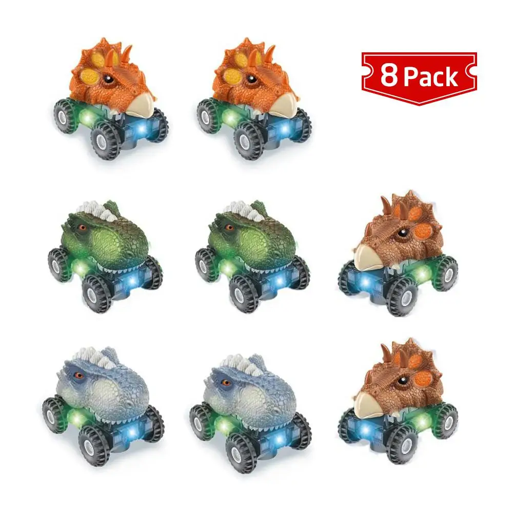

Dinosaur Pull Back Cars Animal Model Toys with LED Light Sound Creative Vehicles Set 8 Pcs Toy Car Gift for Kids Children