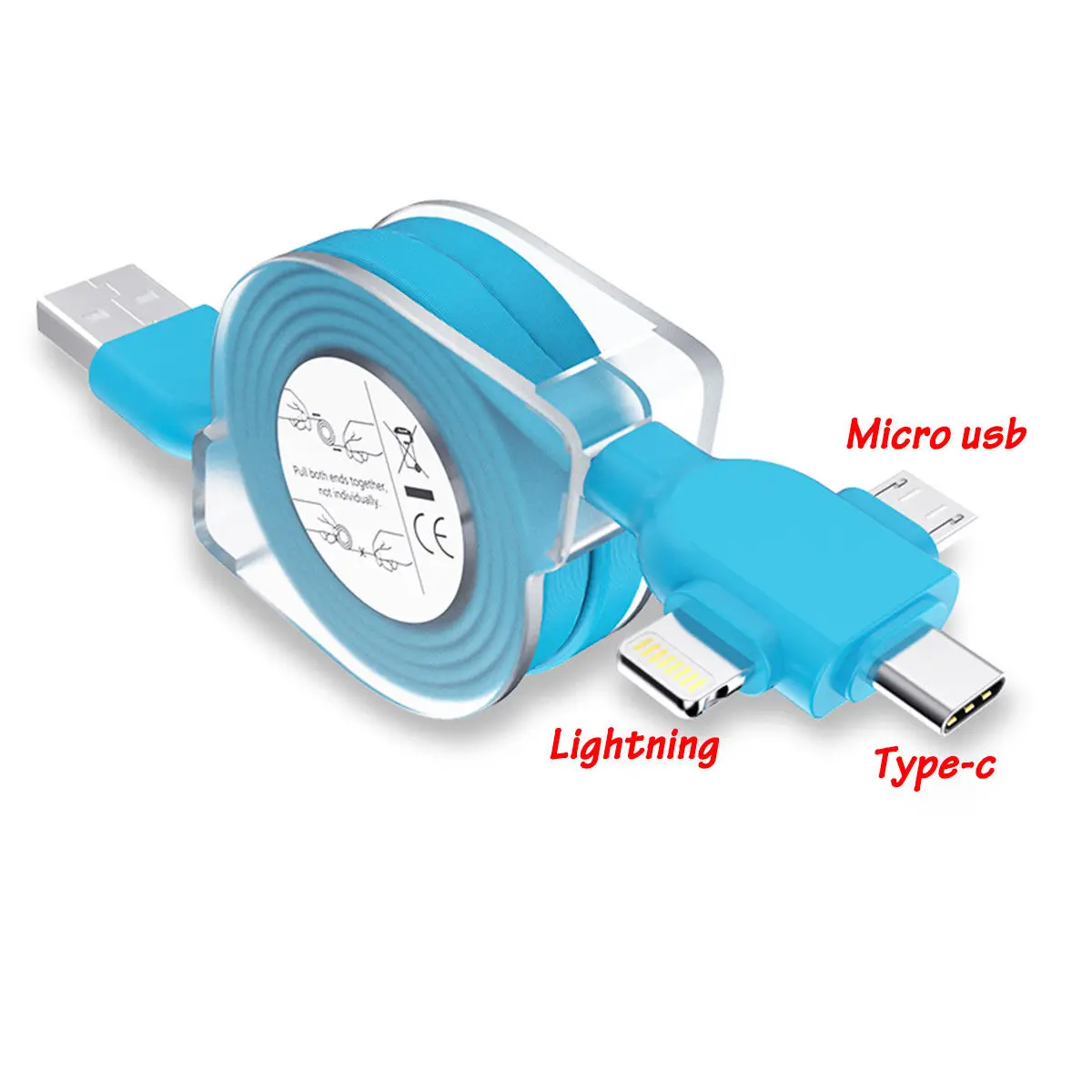 قابل للسحب 3in1 USB شحن كابلات منتجات APPLE TYPE-C الروبوت اللوحي مزامنة شاحن