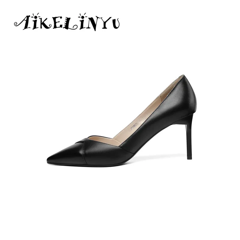 

AIKELINYU 2019 New Summer Women Genuine Leather Pumps Fashion Valentine Shoes Office Lady Pumps Women Wedding Heels Shoes Ladies