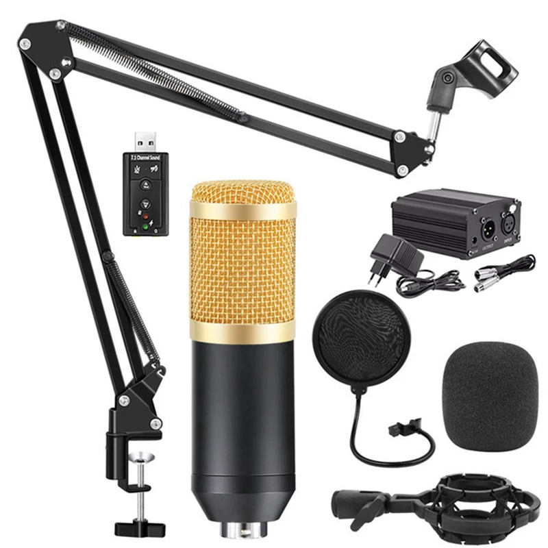 

Professional BM800 Studio Condenser Microphone Karaoke Set with Stand Mount