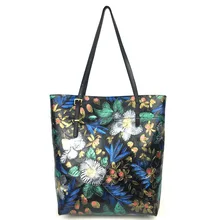 Высококачественная женская сумка из натуральной кожи, Большая вместительная сумка-тоут, с рисунком розы, настоящая воловья кожа, на плечо, сумка для покупок с верхней ручкой