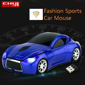 

CHYI Wireless Ergonomic Computer Car Mouse Mini Optical Portable Usb PC Mause With LED Headlight Infinite Gifts Mice For Laptop
