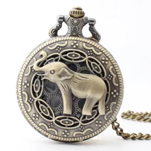 Карманные и Fob часы Бронзовый милый слон кварцевые карманные часы ожерелье кулон часы цепь рождественские часы подарок для мужчин/женщин