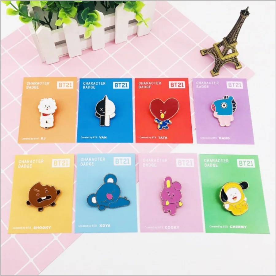 

Kpop Character Cute Metal Badge for Cloth Hat Backpack J-hope Suga Brooch Button DIY