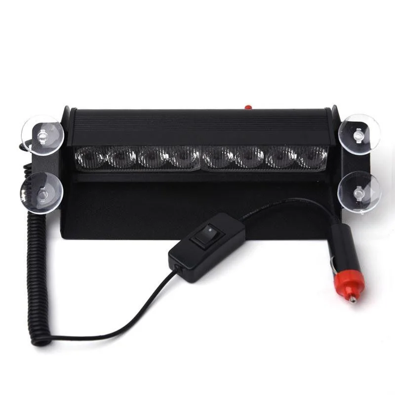 

8LED Blue/Red Strobe Flash Emergency Warning Lamp Front Block Sucker Light