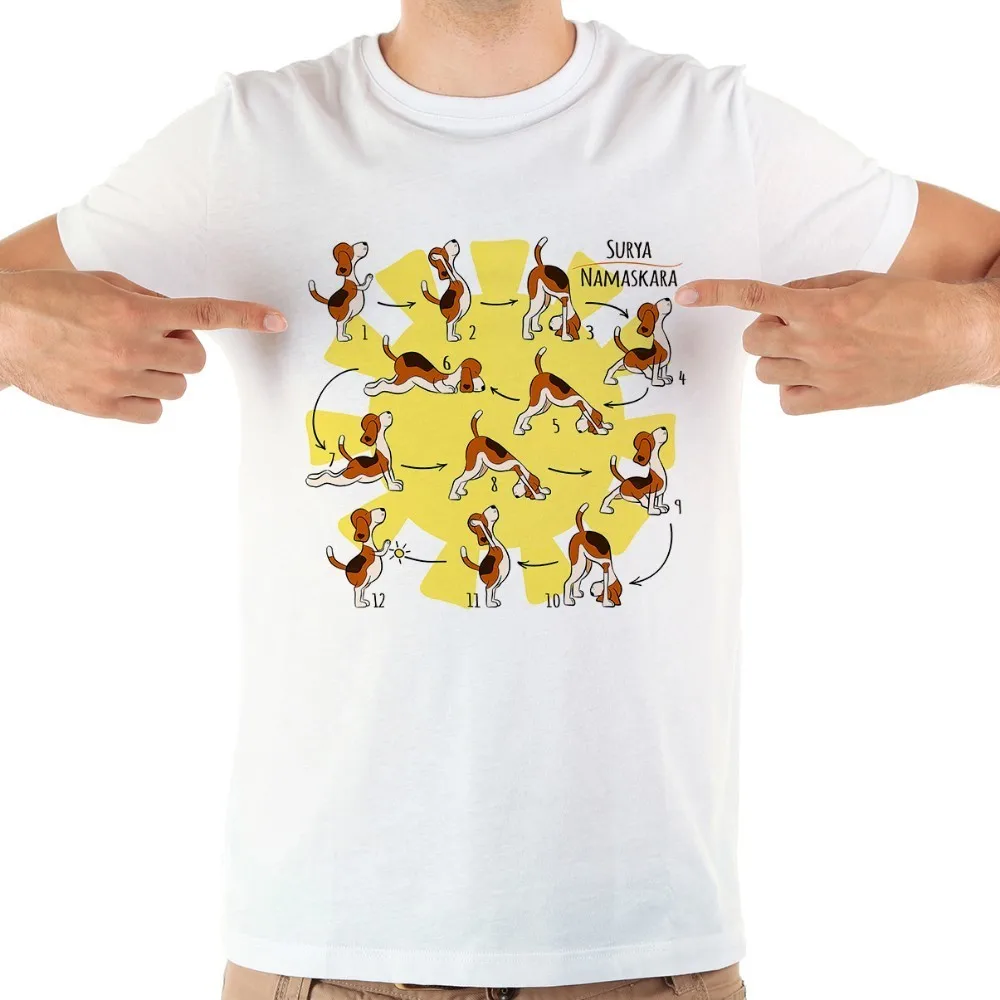 

cute yogaDOG funny t shirt men jollypeach new white Casual plus size tee shirt homme beagle surya namaskara design tshirts mens