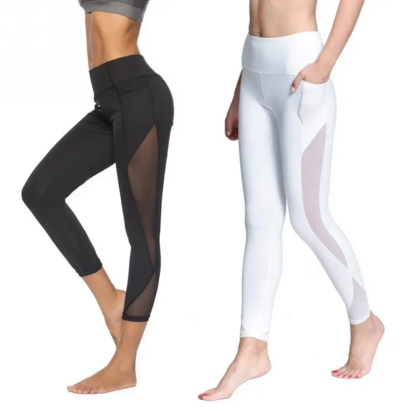 Ankle length Yoga Pants Elastic Waist Women Sports Fitness Gym Quick