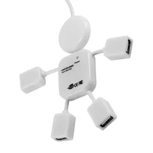 4 Порты и разъёмы USB 2,0 High Speed Hub Кукла человек дизайн USB хаб для портативных ПК белый для подключения USB мыши жесткий разъем для приводов и играть
