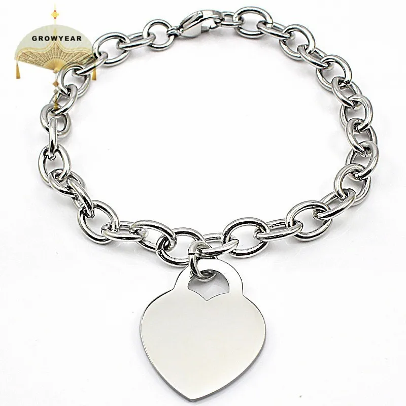 

Woman Jewelry Smooth Opening Silver Color Simple Bangles 1pcs Heart Heart Pendant Female Bracelet Stainless Steel