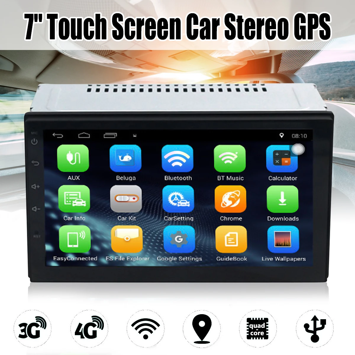 

Car Multimedia Player Audio Player 7 Inch Double 2Din Car Radio Stereo Quad Core Android 6.0 MP5 Player GPS 3G 4G WiFi