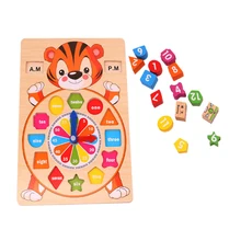 1 шт. блок часы календарь время игрушки обучающий номер в форме тигра деревянные часы головоломки игрушечные блоки для детей малышей