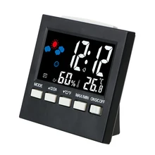 Многофункциональный ЖК-цифровой будильник, термометр, гигрометр, календарь, часы, отображение погоды, украшение дома
