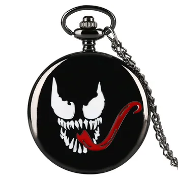 

Marvel Series Quartz Pocket Watch Analog Pendant for Men Venom Theme Pocket Watches Fashion Gift for Pocket Watch With Necklace