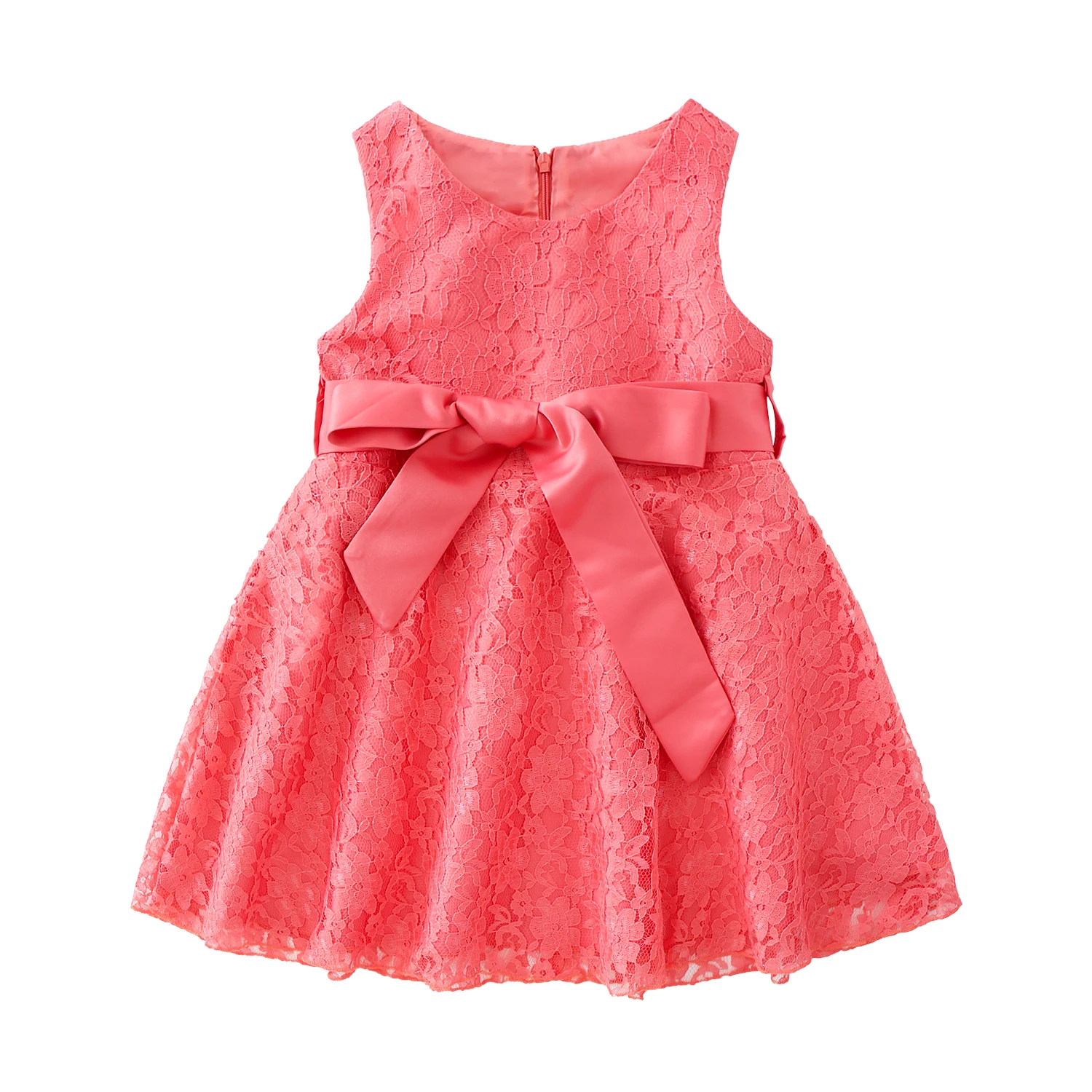 

2019 Fashion Cute Baby Girls Kids Summer Princess Sleeveless Pink Sweet Lace Bridesmaid Plain Tutu Summer Dresses