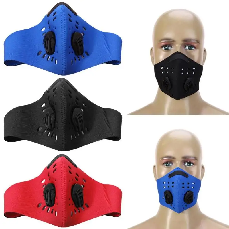 Мотоциклетная велосипедная маска для лица PM2.5 фильтр 2 выдыхающие клапаны рот-Муфельная Пылезащитная маска велосипедный мото защитный лицевой экран