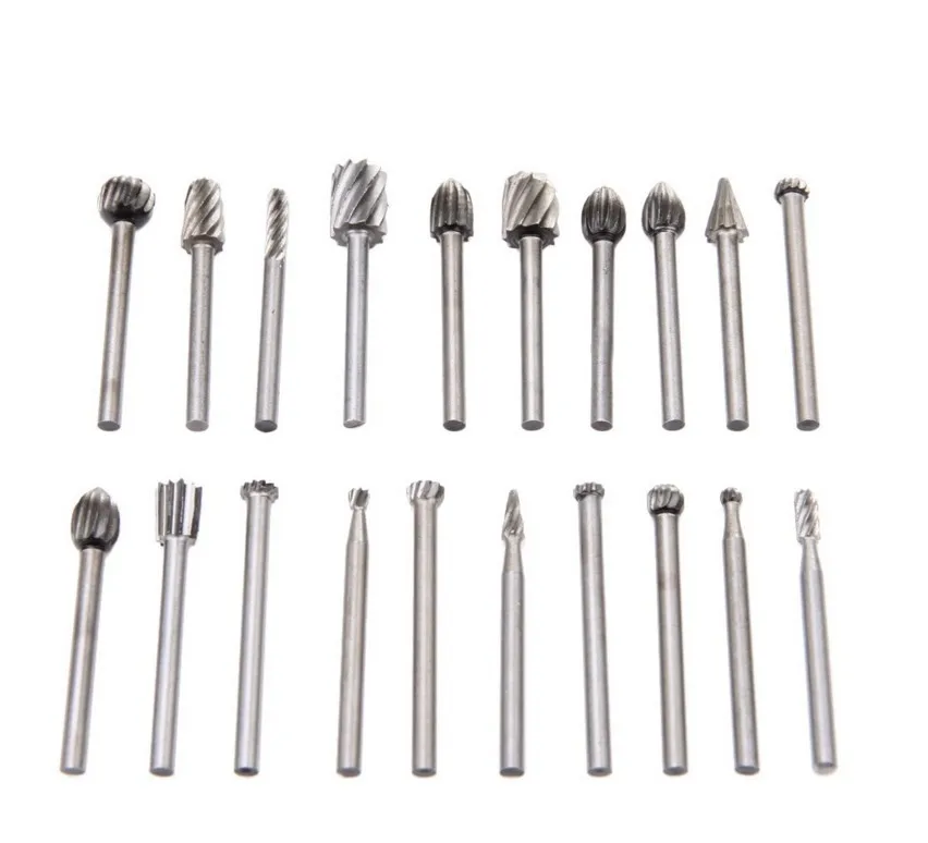 20 sets of 3mm electric grinding high speed steel woodworking small rotary file engraving grinding head milling cutter set