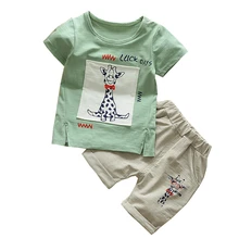 Одежда для мальчиков летняя детская одежда топы с принтом жирафа, футболка, шорты, штаны повседневные детские одежда для детей, комплект одежды, костюм для мальчиков