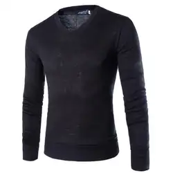 2018 Новый хлопковый свитер Для мужчин пуловер с длинными рукавами верхняя одежда человек v-образным вырезом свитера Топы Тонкий сплошной Fit