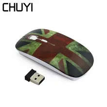 CHUYI беспроводная мышь паутина/британский флаг ультра тонкая компьютерная мышь 1600 dpi USB оптическая тонкая мышь для девочек ноутбук ПК