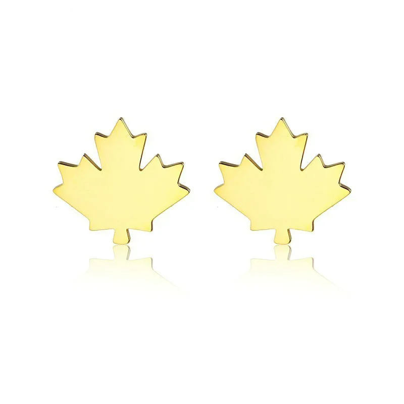 

Korean Stainless Steel Simple And Lovely Natural Maple Leaf Earrings Inspired By Autumn The Canadian Flag Stud Earrings Gold